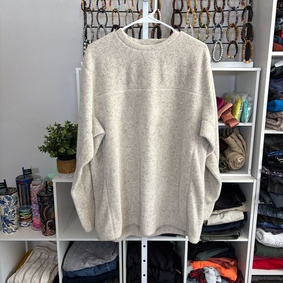 L.L. Bean Cream Crewneck Fleece Soft Knit Classic large tall - Picture 7 of 7